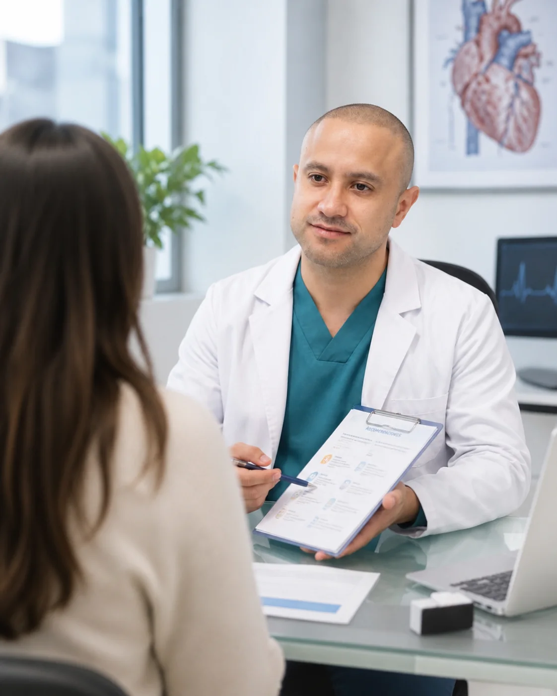 Dr. Darwin Veloza en consulta con paciente