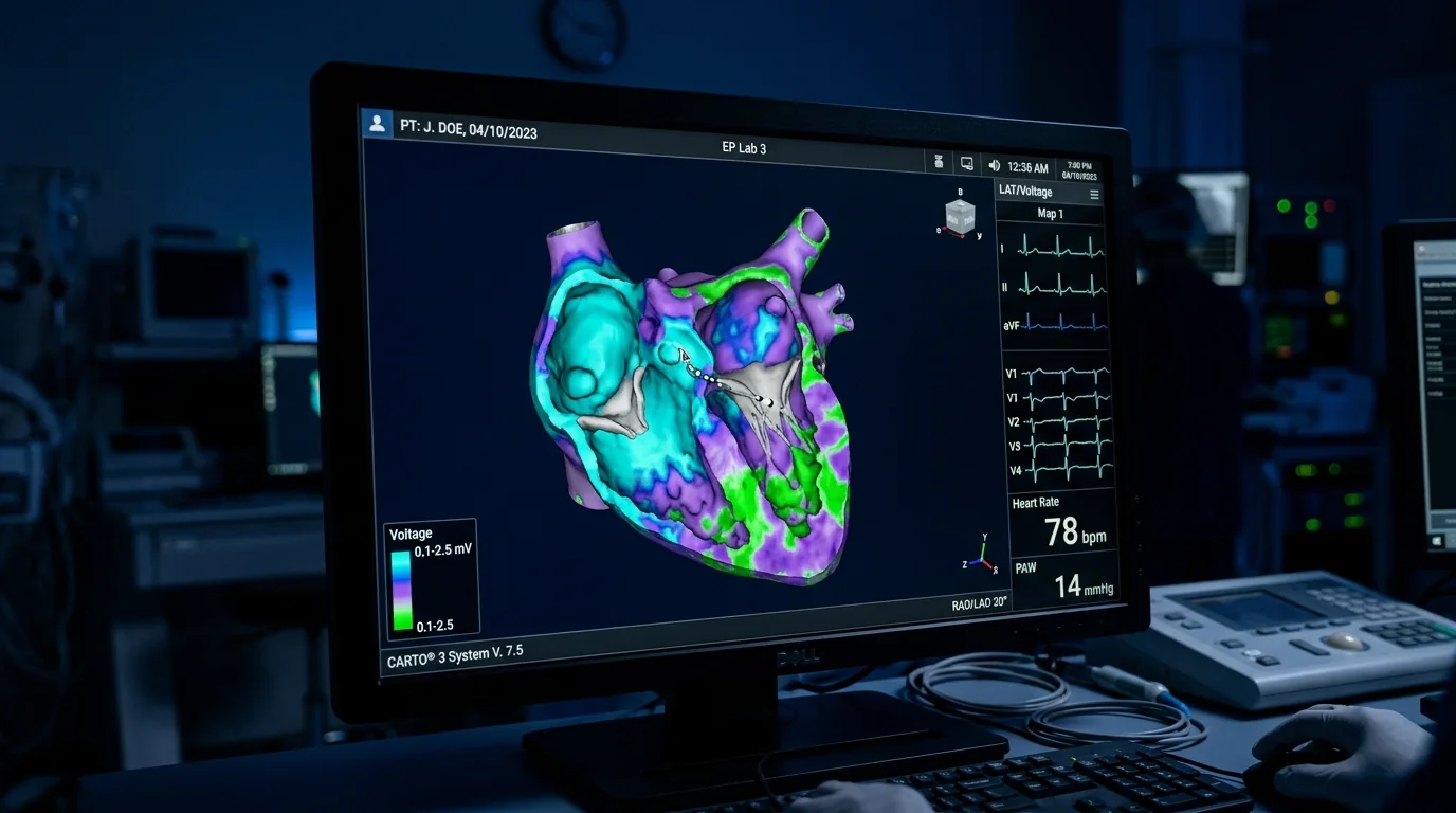 Monitor de mapeo 3D electroanatómico cardíaco CARTO en quirófano